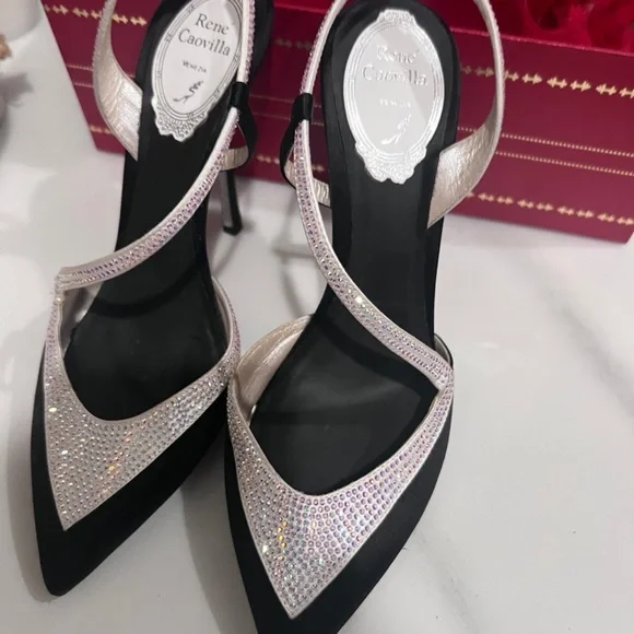 Rene Caovilla Black & White Slingback size 37 7B - Picture 10 of 12